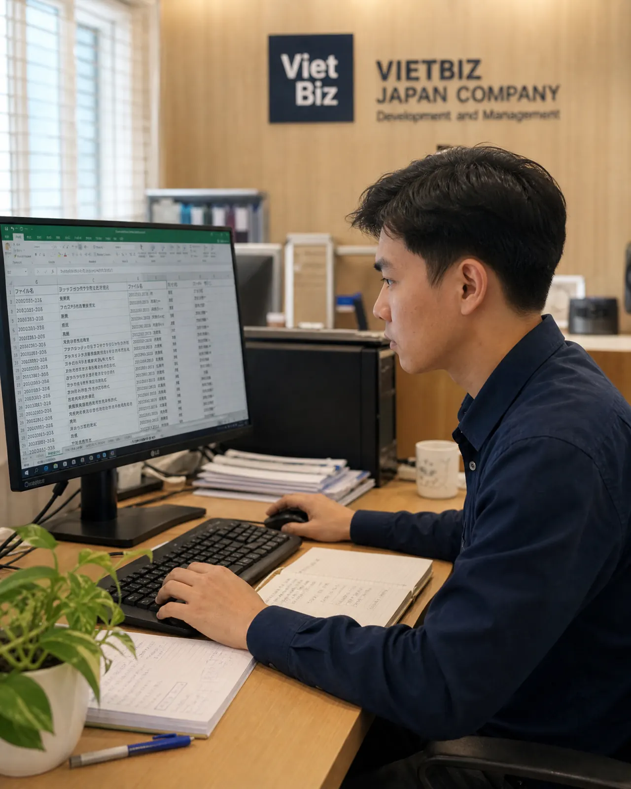 Nhân viên A.S.T.R xử lý dữ liệu Excel tiếng Nhật